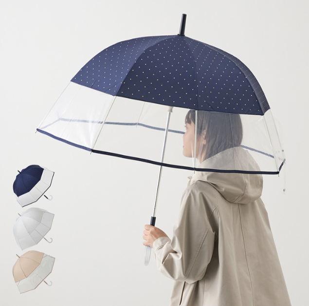 【UVカット】長傘 晴雨兼用 ハーフビニール ラメドット