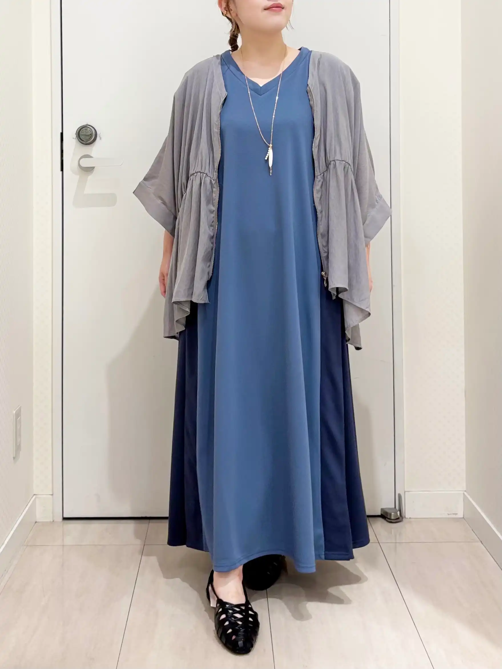 【大きいサイズ/LAVEANGE×eur3】バイカラーノースリーブワンピース