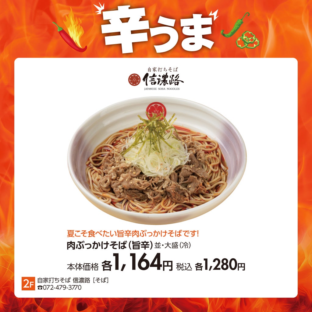 肉ぶっかけそば(旨辛)並・大盛(冷)