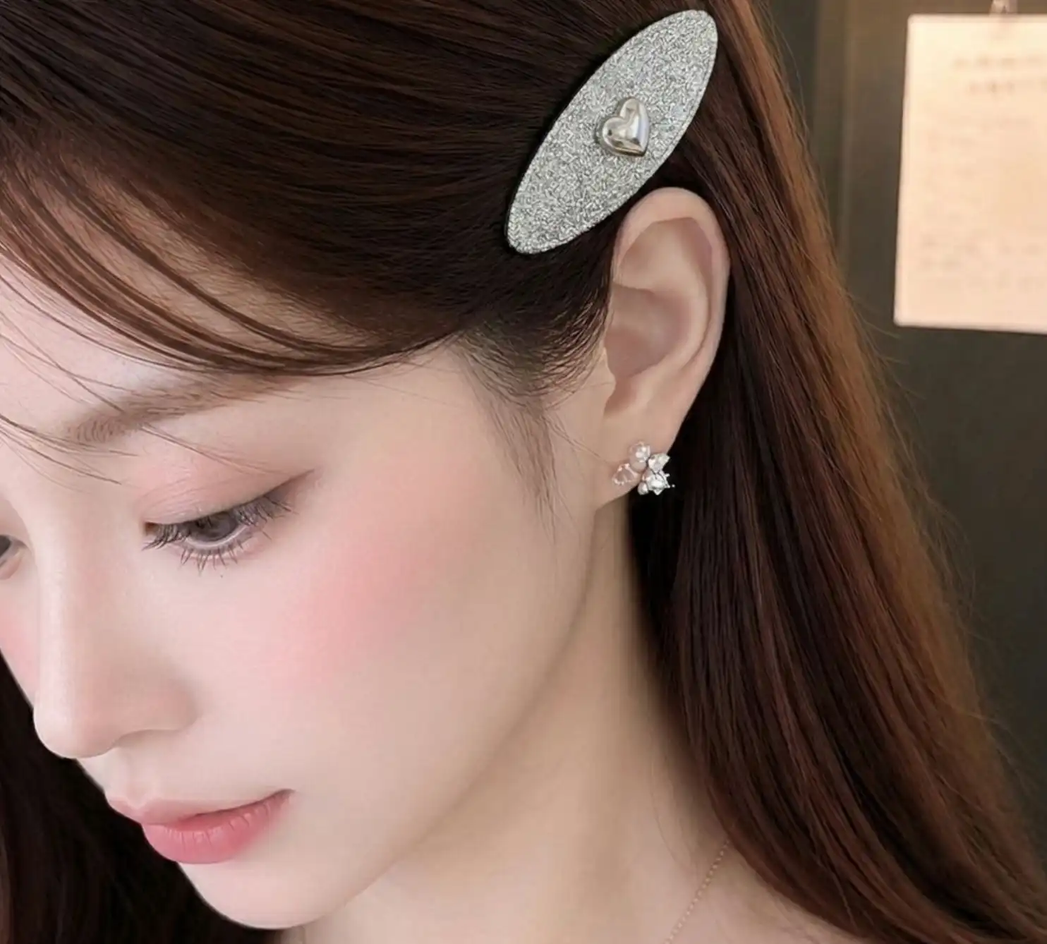 メタルハートグリッターぱっちんヘアピン