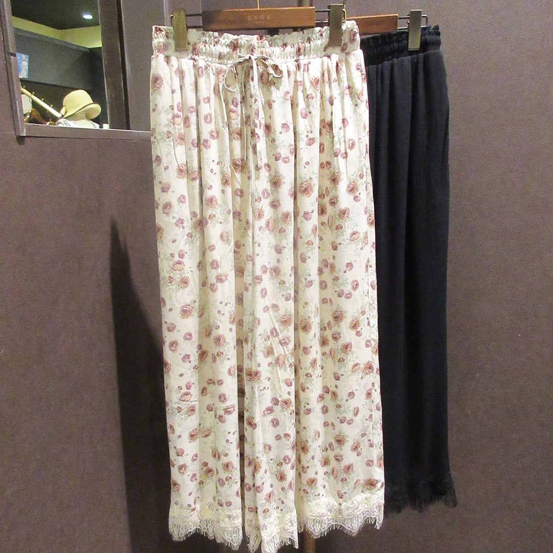 【冷え活特集】接触冷感裾レースワイドパンツ