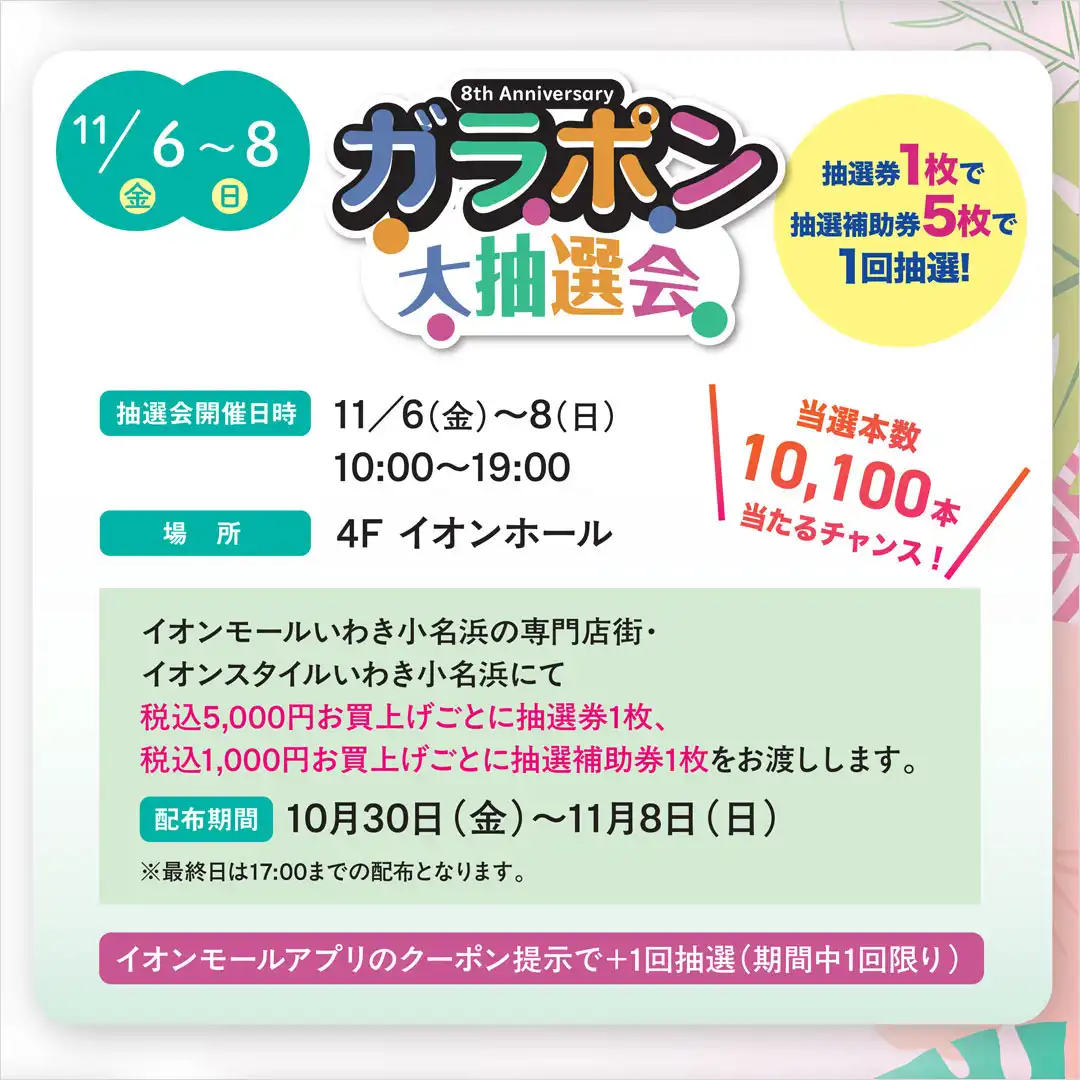 8th Anniversary　ガラポン大抽選会