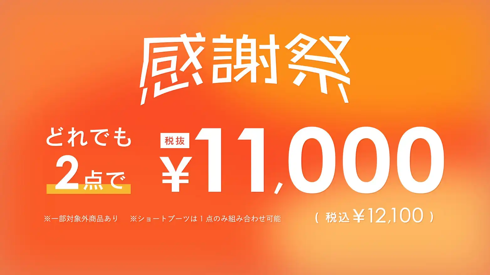 感謝祭 どれでも2点1,1000円(税抜)