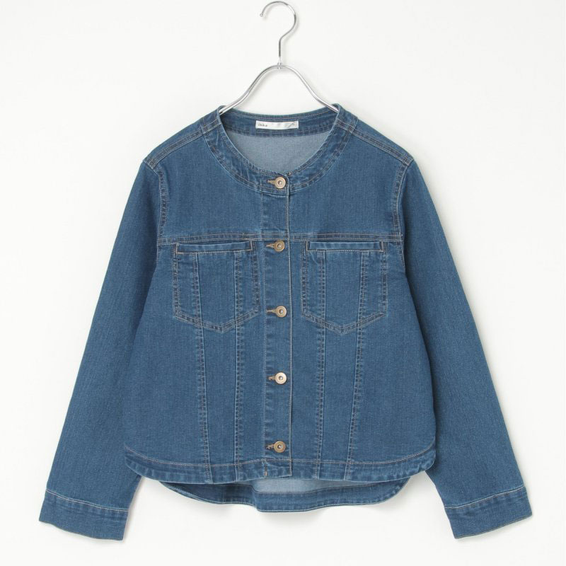 ストレッチデニムノーカラーシャウター