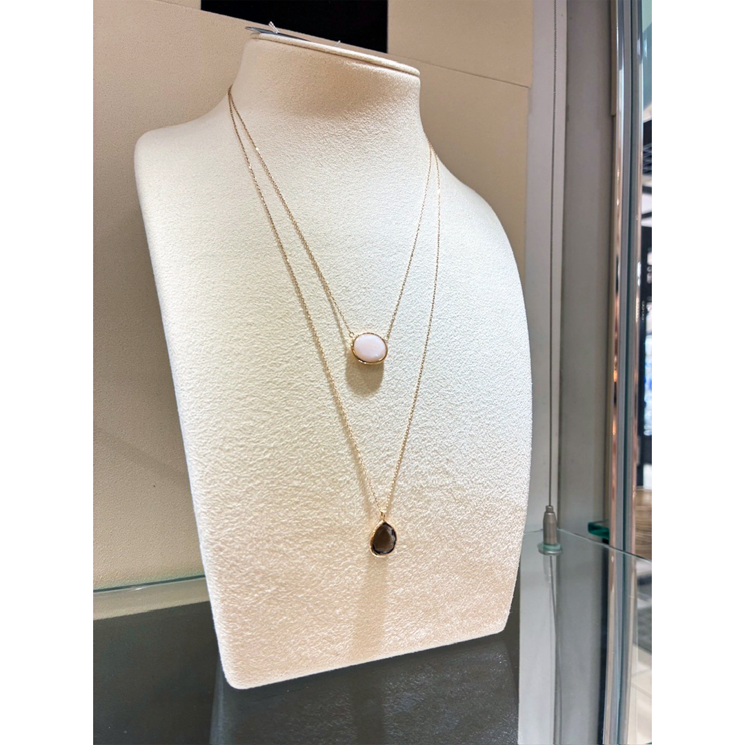 K10 ネックレス ピンクオパール／K10 プチネックレススモーキークォーツ