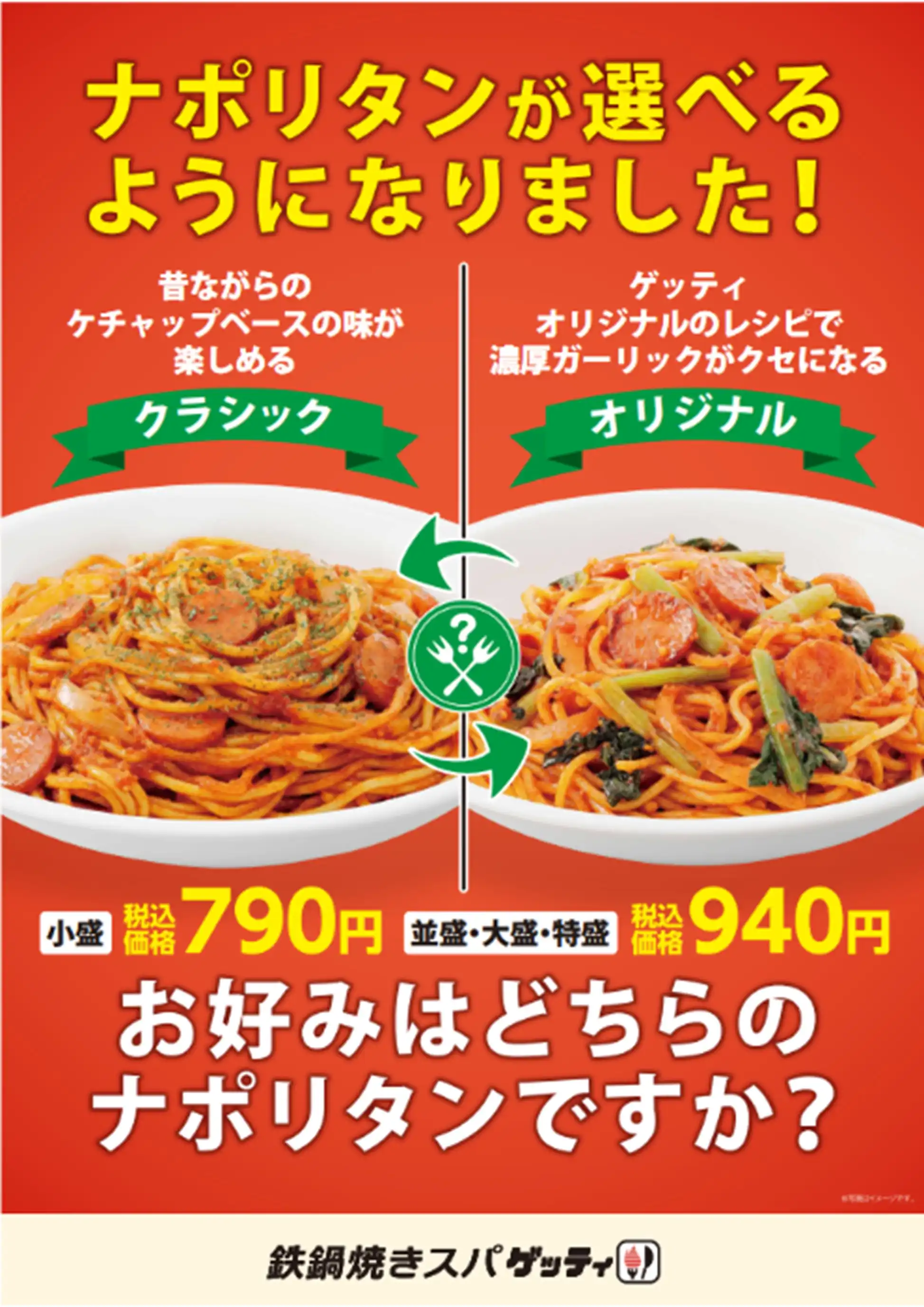 【新商品】ナポリタンクラシック、特性ポークオムライス