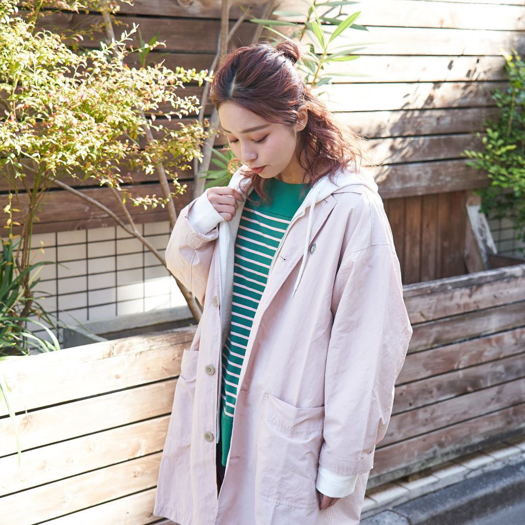 ■綿ナイロンツイルステンカラーコート