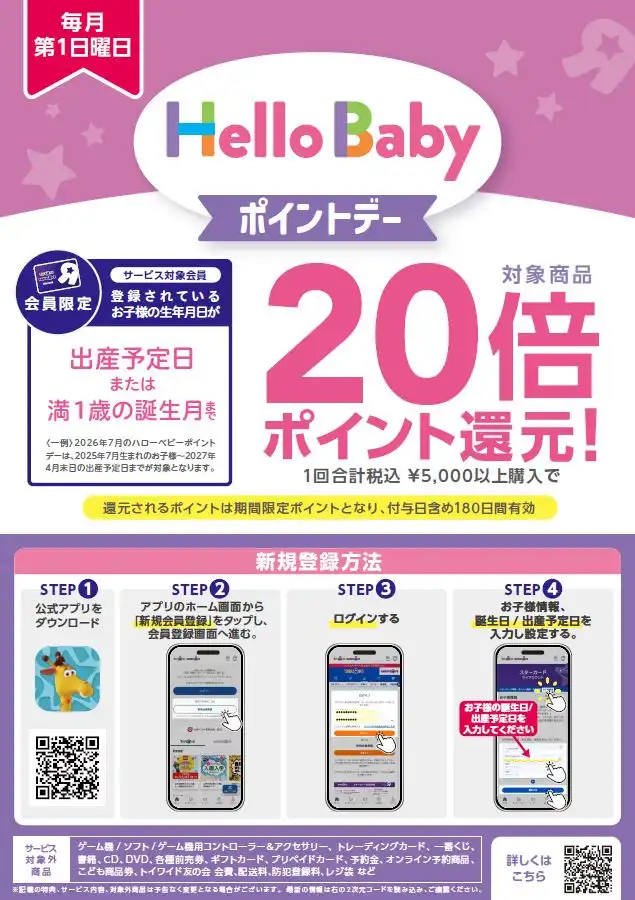 《9月6日（日）開催！》＼20倍ポイント還元！！／ハローベビーポイントデー