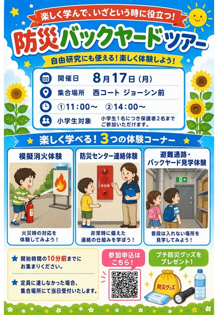 【8月17日㊊】防災バックヤードツアーを開催します!