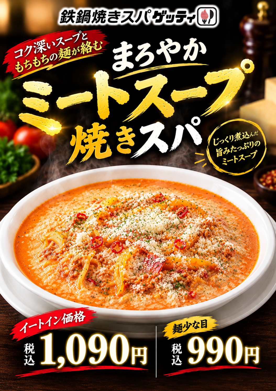 【秋の一皿】まろやかミートスープ焼きスパ