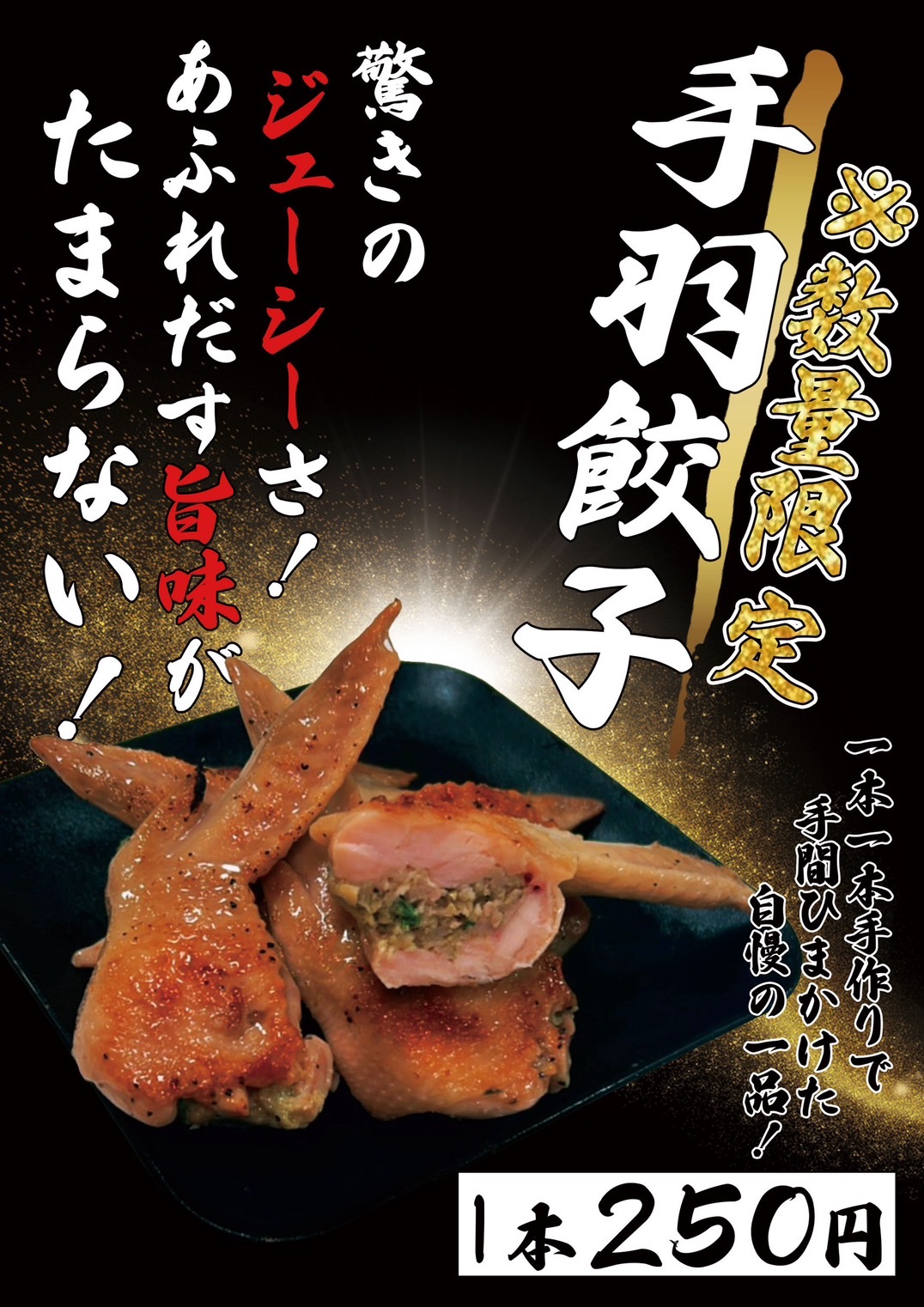 6月15日、6月24日【手羽屋 都城店】驚きのジューシーさ！名物「骨なし手羽餃子」