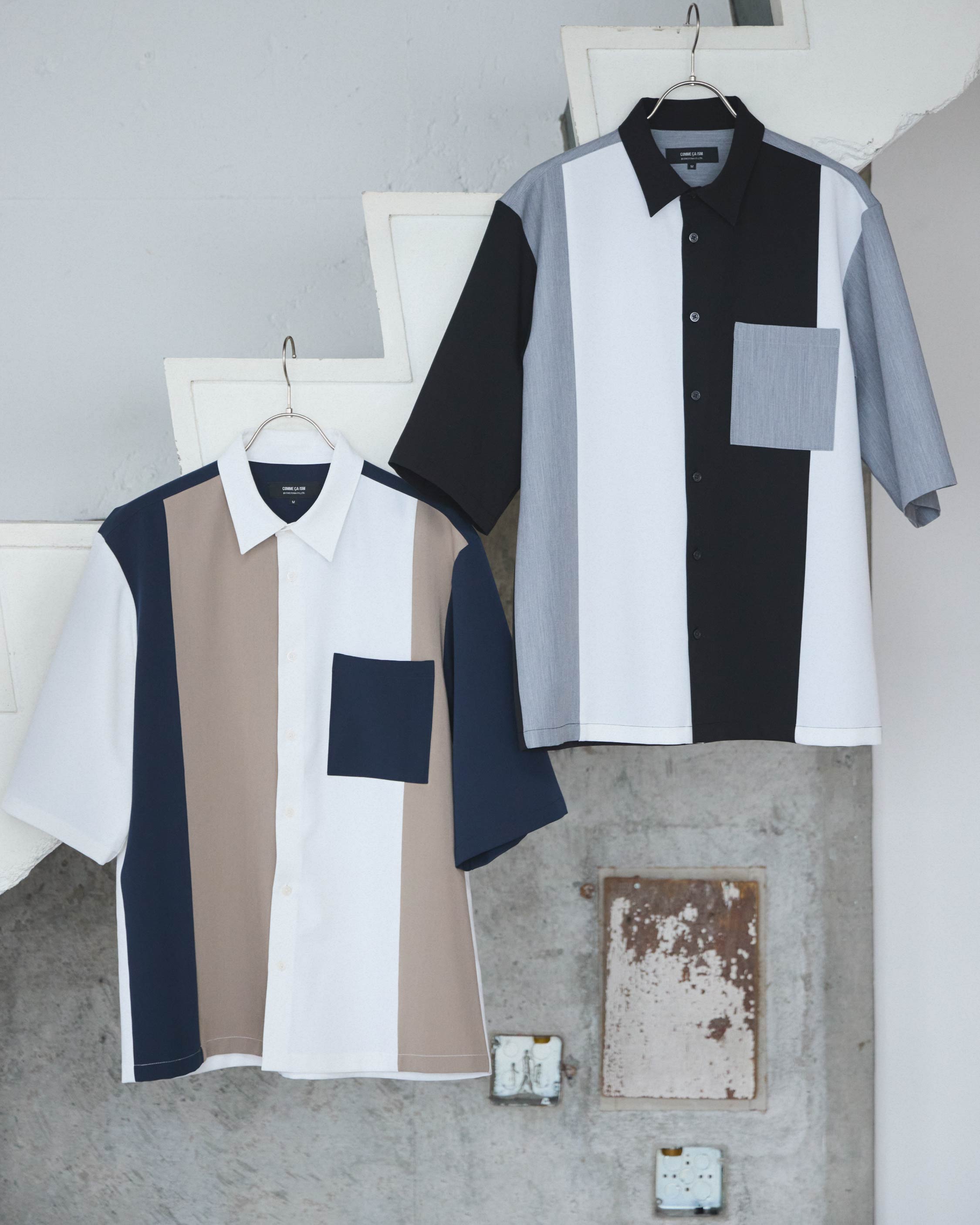 ブロッキング5分袖シャツ