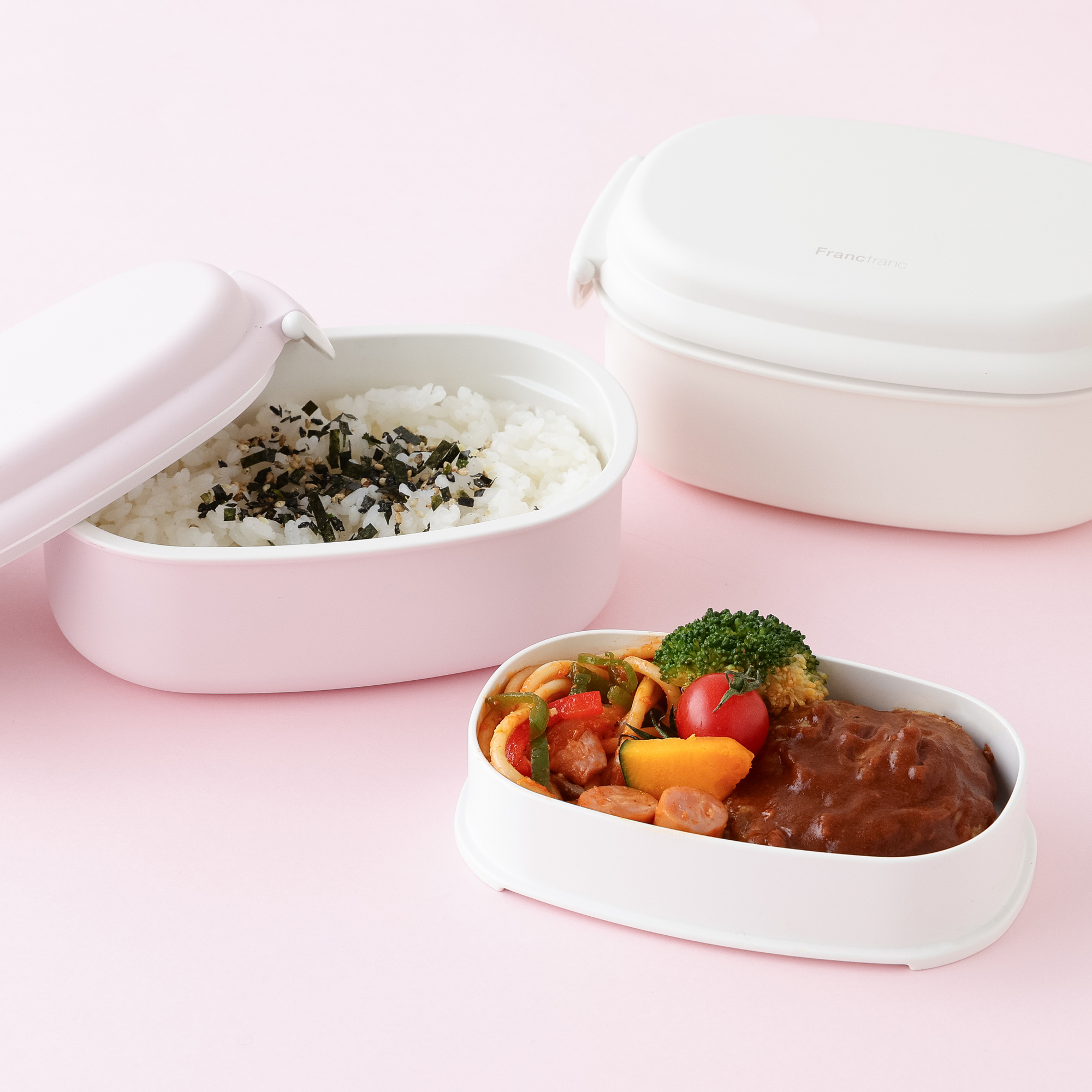 2WAY ロゴ　ランチボックス (アイボリー/ピンク/ブルー)