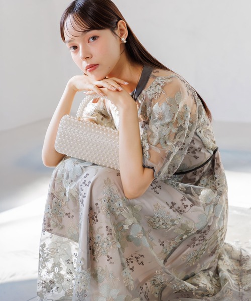 【結婚式・パーティーにおすすめ】フラワー刺繍ドレス