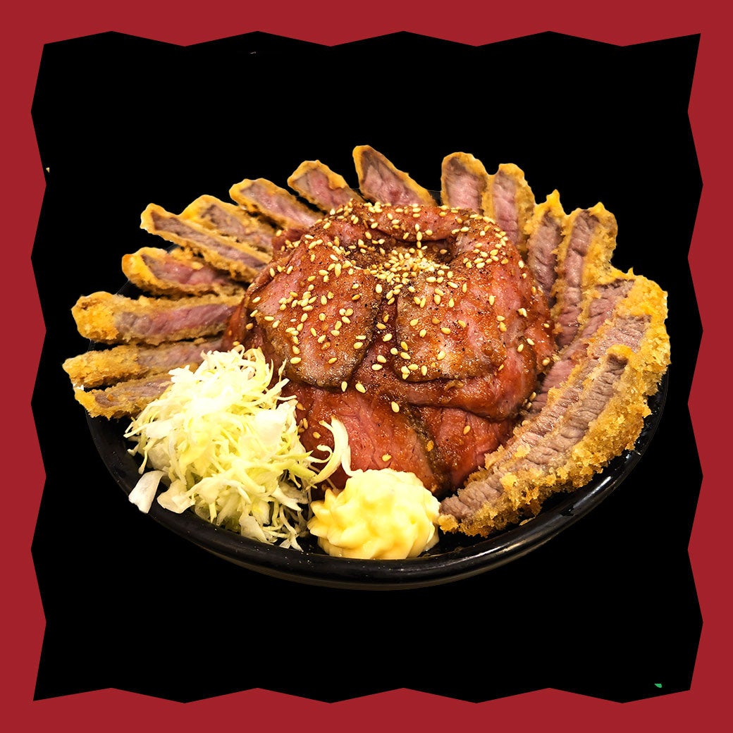 ローストビーフ丼 牛カツ添えスタミナ盛