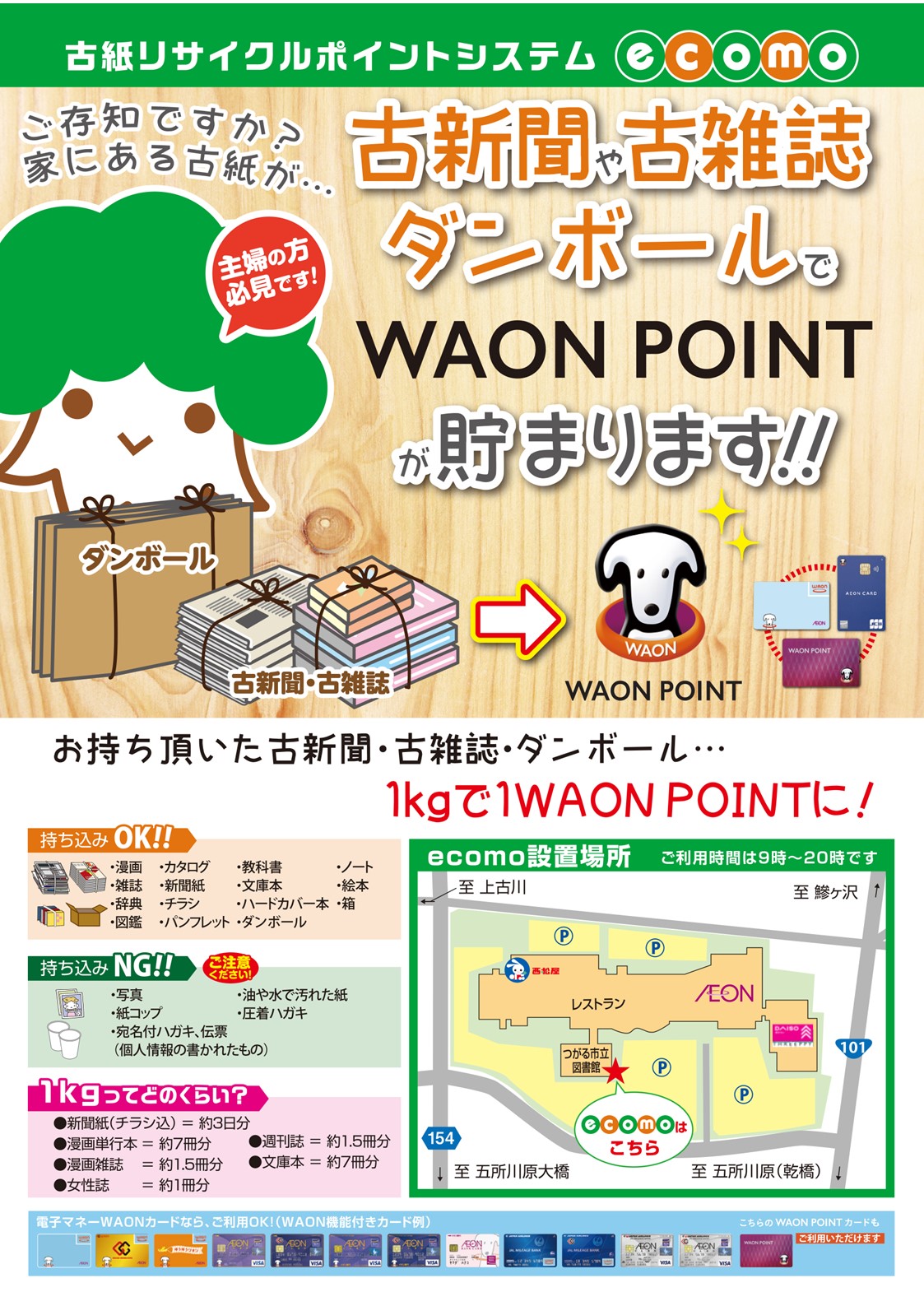 古紙回収サービス「エコモ」のおしらせ