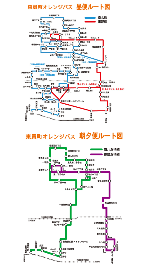 東員町オレンジバス路線図