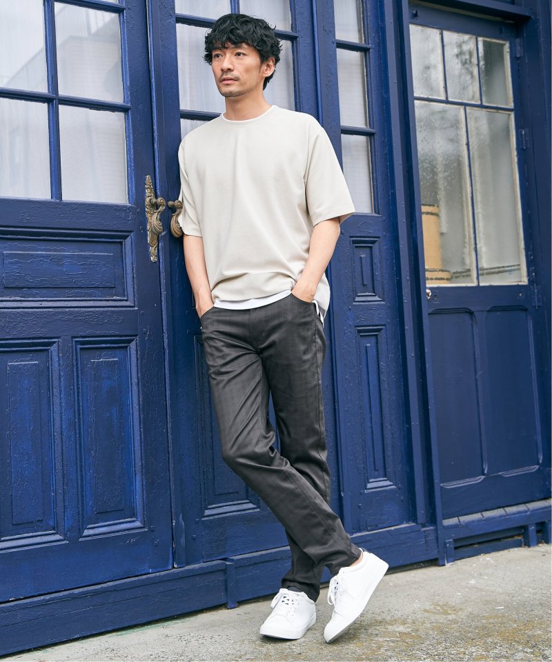 雑誌MonoMax5月号掲載　接触冷感チェック5ポケットパンツ