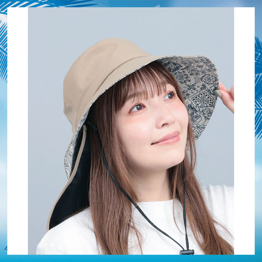 ネックガード付きバケットハット