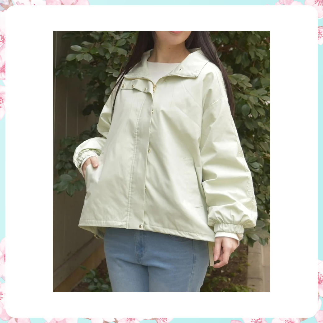 撥水加工レース袖ブルゾン