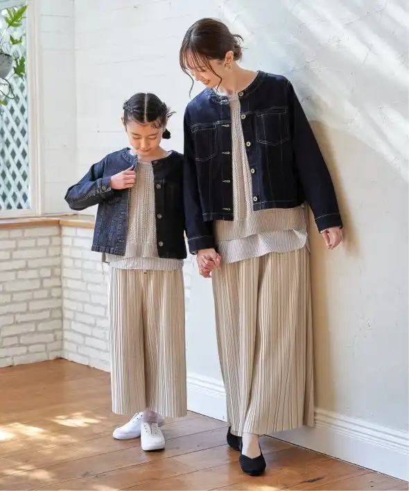 親子お揃い　ストレッチノーカラーGジャン