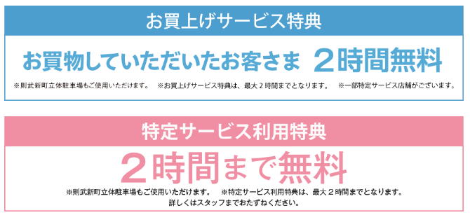 駐車場料金サービス特典