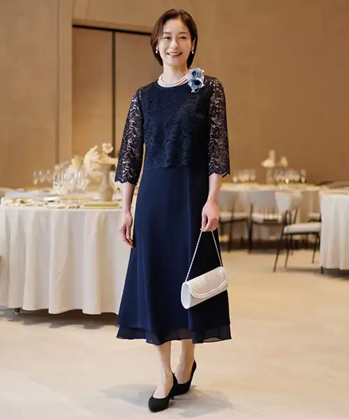 レースブラウス×ティアードドレス